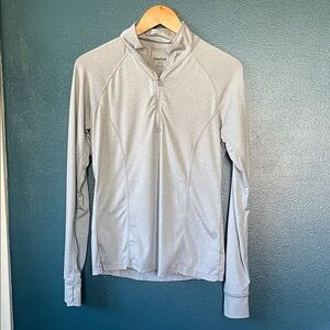Reebok Gray Long-Sleeve Quarter Zip Performance Hoodie